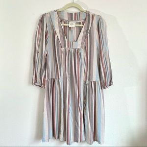 Multicolored Linen Shift Dress M